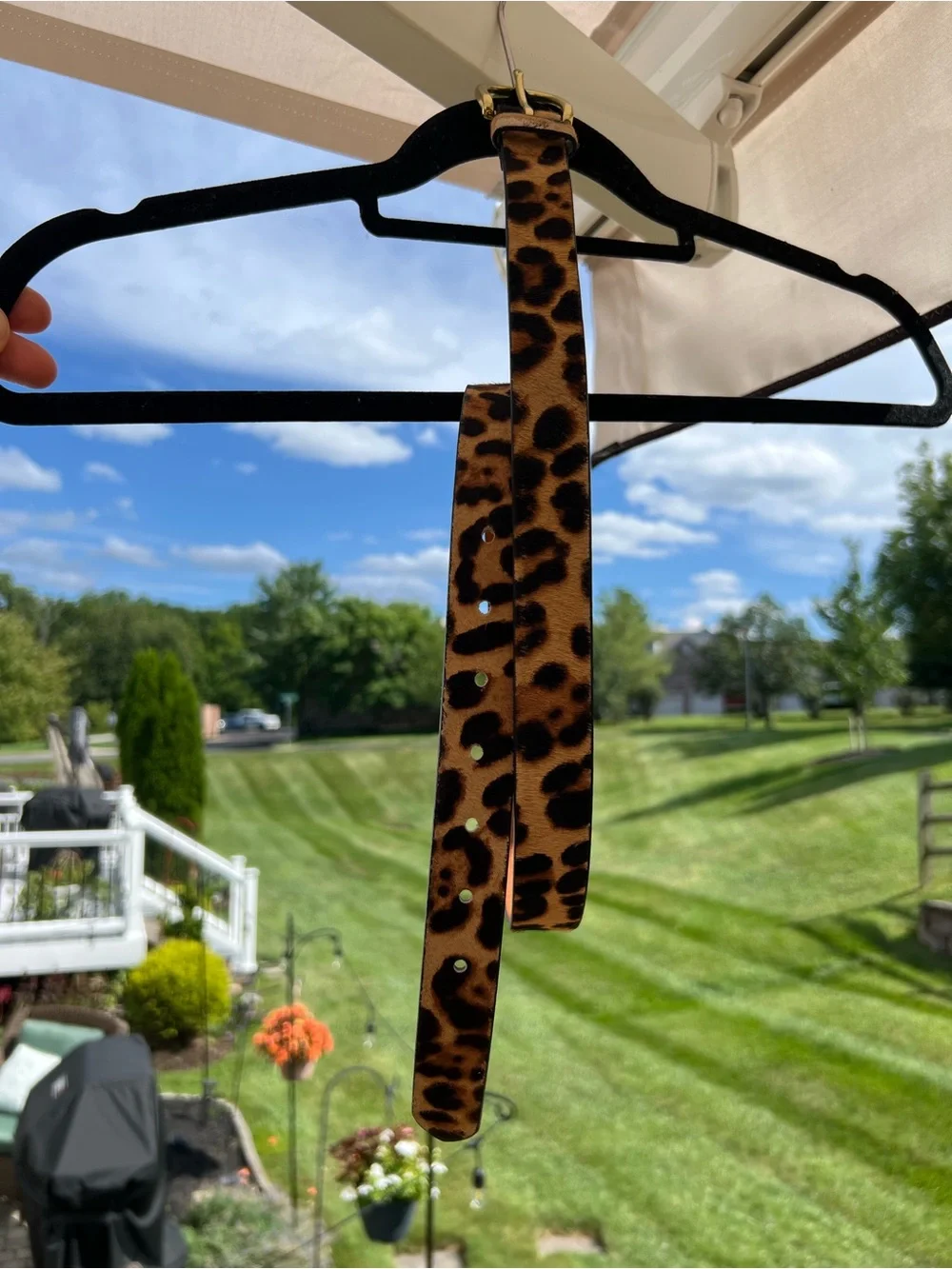 J. Crew Leopard Print Thin Belt with Gold Buckle